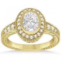 Vintage Style Engagement Ring Setting w/ Diamonds 14K Y. Gold 0.36ct