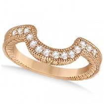 Vintage Diamond Engagement Ring & Band 18k Rose Gold Bridal Set 0.64ct