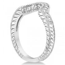 Vintage Diamond Engagement Ring & Band Palladium Bridal Set 0.64ct