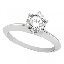 Knife Edge Six-Prong Solitaire Engagement Ring Setting 18k White Gold