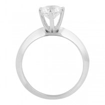 Six-Prong Knife Edge Solitaire Engagment Ring Set 14k White Gold