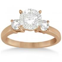 3 Stone Diamond Engagement Ring & Wedding Band Set 14K Rose Gold (1.10ct)
