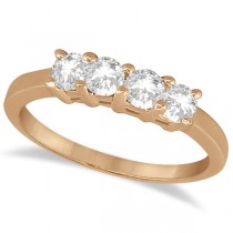 Classic Four Stone Diamond Ring Wedding Band 14K Rose Gold (0.60ct)