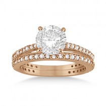 Eternity Diamond Engagement Ring & Band Set 14k Rose Gold (1.10ct)