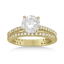Eternity Diamond Engagement Ring & Band Set 14k Yellow Gold (1.10ct)