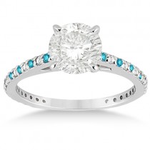 White & Blue Diamond Engagement Ring Pave Set in Palladium 0.52ct