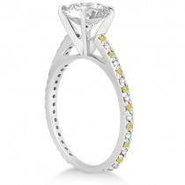 White & Yellow Diamond Engagement Ring Pave Set 14K White Gold 0.52ct