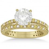 Bridal Ring Set with White & Yellow Diamonds in 14K Yellow Gold 1.06ct