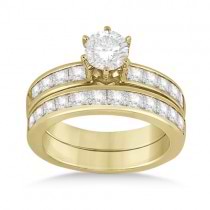 Princess Diamond Engagement Ring & Bridal Set 18k Yellow Gold (1.10ct)