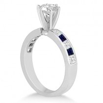 Channel Blue Sapphire & Diamond Engagement Ring Palladium (0.60ct)