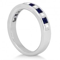 Channel Blue Sapphire & Diamond Bridal Set 14k White Gold (1.30ct)