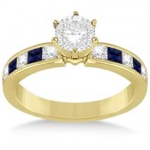 Channel Blue Sapphire & Diamond Bridal Set 18k Yellow Gold (1.30ct)