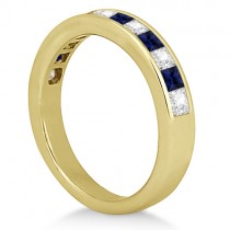 Channel Blue Sapphire & Diamond Wedding Ring 14k Yellow Gold (0.70ct)