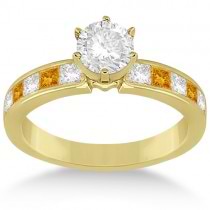 Channel Citrine & Diamond Engagement Ring 18k Yellow Gold (0.60ct)