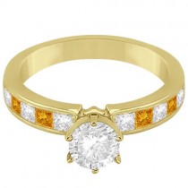 Channel Citrine & Diamond Bridal Set 14k Yellow Gold (1.30ct)