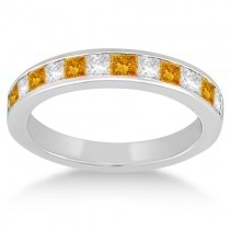 Channel Citrine & Diamond Wedding Ring Platinum (0.70ct)