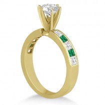 Channel Emerald & Diamond Engagement Ring 18k Yellow Gold (0.50ct)