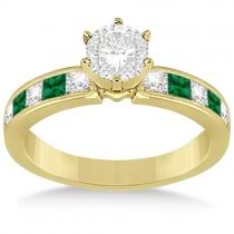 Channel Emerald & Diamond Bridal Set 14k Yellow Gold (1.10ct)