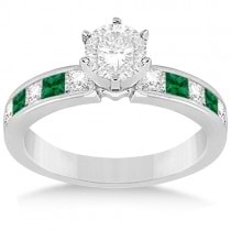 Channel Emerald & Diamond Bridal Set Palladium (1.10ct)