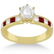 Channel Garnet & Diamond Engagement Ring 14k Yellow Gold (0.60ct)