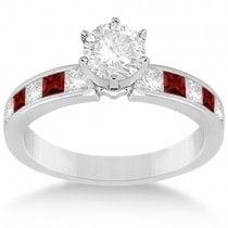Channel Garnet & Diamond Engagement Ring Platinum (0.60ct)
