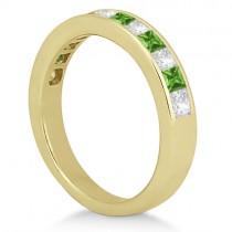 Channel Peridot & Diamond Wedding Ring 14k Yellow Gold (0.70ct)