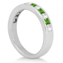 Channel Peridot & Diamond Wedding Ring 18k White Gold (0.70ct)
