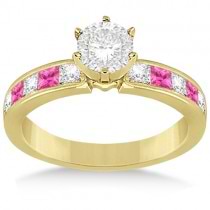 Channel Pink Sapphire & Diamond Bridal Set 14k Yellow Gold (1.30ct)