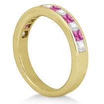 Channel Pink Sapphire & Diamond Bridal Set 18k Yellow Gold (1.30ct)