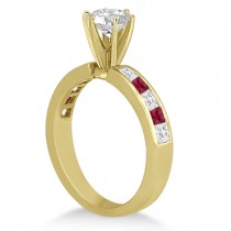 Channel Ruby & Diamond Engagement Ring 18k Yellow Gold (0.60ct)