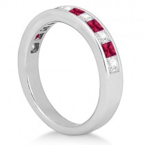 Channel Ruby & Diamond Wedding Ring 14k White Gold (0.70ct)
