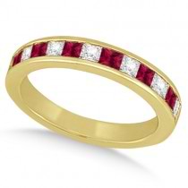 Channel Ruby & Diamond Wedding Ring 14k Yellow Gold (0.70ct)