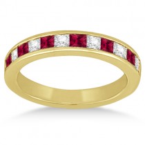 Channel Ruby & Diamond Wedding Ring 14k Yellow Gold (0.70ct)