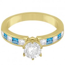 Channel Blue Topaz & Diamond Bridal Set 18k Yellow Gold (1.30ct)