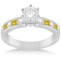 Princess White & Yellow Diamond Engagement Ring 14k White Gold 0.50ct