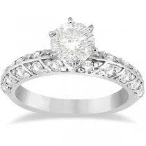 Designer Diamond Bridal Set Ring and Band in 14k White Gold (1.43ct)