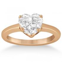 Heart Shaped Solitaire Diamond Engagement Ring Setting in 18k Rose Gold