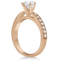 Cathedral Diamond Accented Vintage Bridal Set in 14k Rose Gold (0.62ct)
