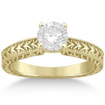 Solitaire Engagement Ring & Wedding Band Bridal Set 14k Yellow Gold