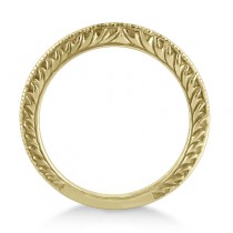 Vintage Engraved Wedding Ring w/ Filigree & Milgrain 14k Yellow Gold