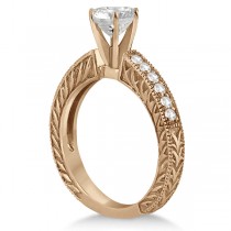 Vintage Style Diamond Filigree Engagement Ring 14k Rose Gold (0.16ct)