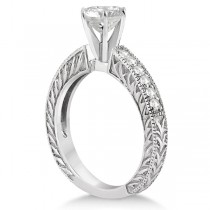 Vintage Style Diamond Filigree Engagement Ring 14k White Gold (0.16ct)