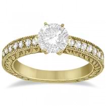 Vintage Style Diamond Filigree Engagement Ring 14k Yellow Gold (0.16ct)