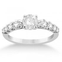 Graduated Diamond Engagement Ring & Band Set 14K White Gold (1.00ct)