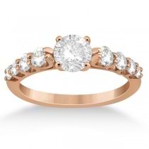Graduated Diamond Engagement Ring & Band Set 18k Rose Gold (1.00ct)