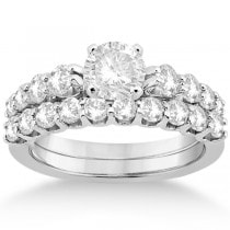 Graduated Diamond Engagement Ring & Band Set Palladium (1.00ct)