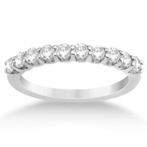 Prong Set Diamond Accented Wedding Band 18k White Gold (0.50ct)