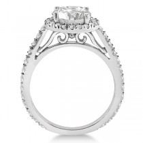 Eternity Pave Halo Diamond Engagement Ring  14K White Gold (0.72ct)