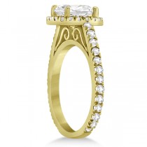 Eternity Pave Halo Diamond Engagement Ring 14K Yellow Gold (0.72ct)