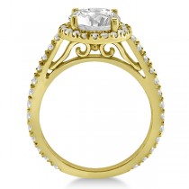 Eternity Pave Halo Diamond Engagement Ring 18K Yellow Gold (0.72ct)